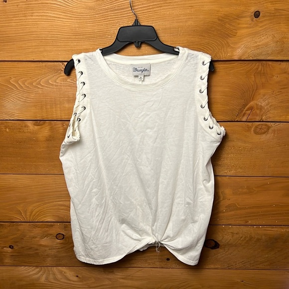 Wrangler women’s sleeveless twist front Gromit top XL White shirt summer western - Picture 1 of 8